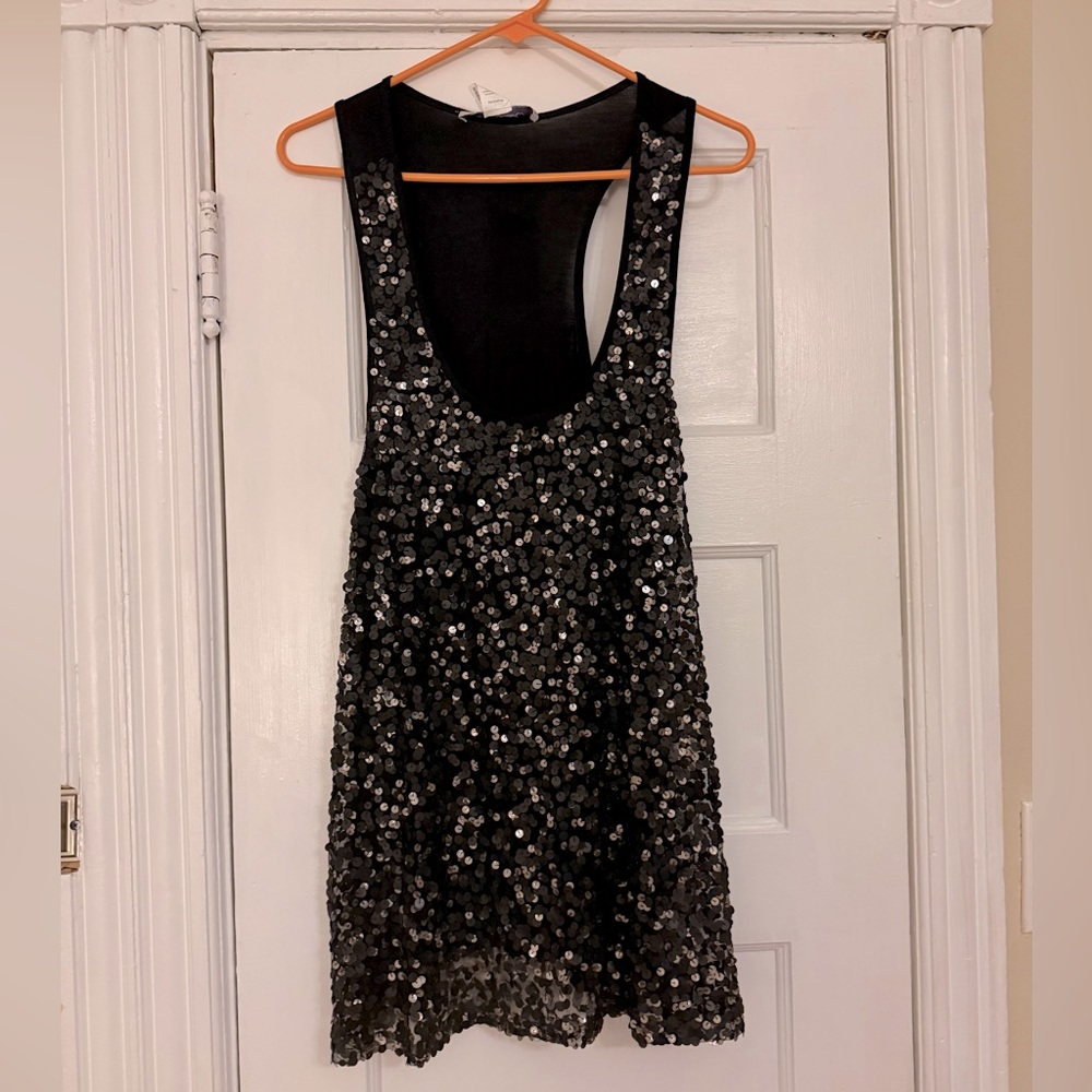 Black Sequin Sleeveless Top